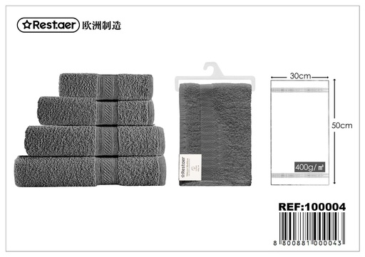 [100004] Toalla gris 30x50cm 400g - Textiles y artículos de hogar