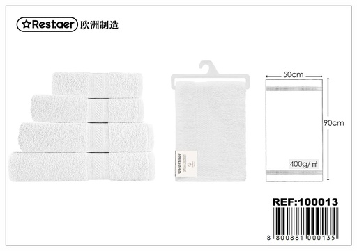 [100013] Toalla 50x90cm 400g blanca para baño