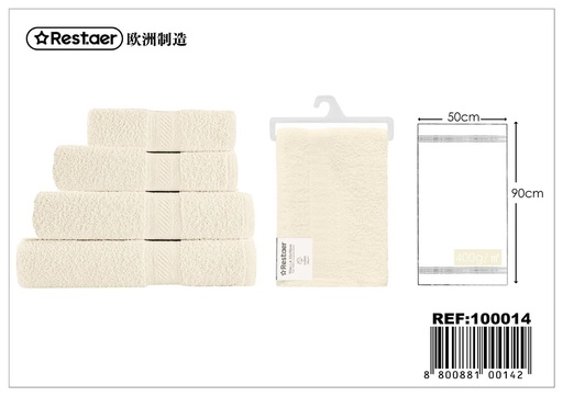 [100014] Toalla color crema 50x90 cm 400 g - Textiles del hogar