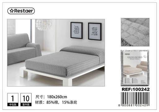 [100242] Manta multiuso lisa 180x260cm gris