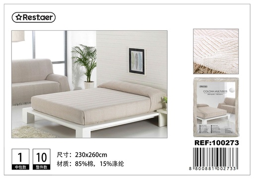 [100273] Manta multiuso 230x260cm color beige - Cobertor versátil para sofá