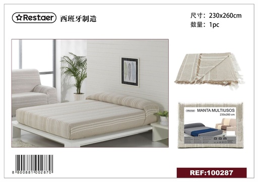 [100287] Manta multiuso 230x260cm beige para sofá o cama