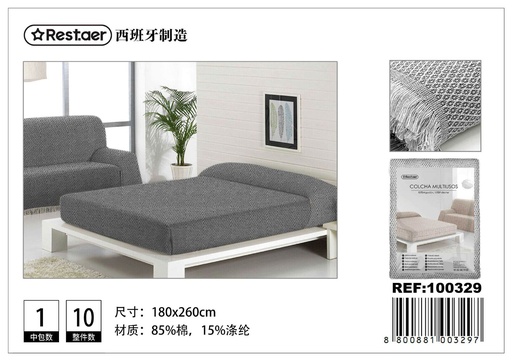 [100329] Manta multiusos 180x260cm nido gris y negro