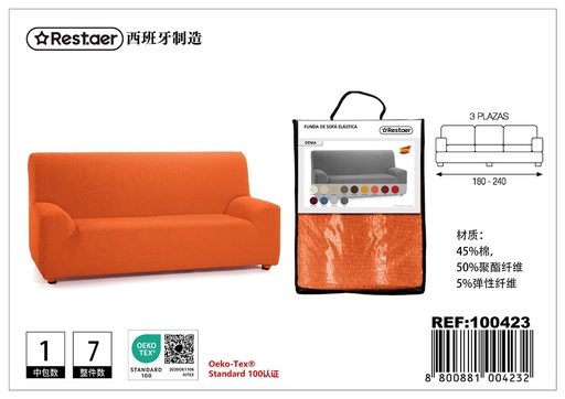 [100423]  fundas para sofá naranja 3 plazas - Textiles para el hogar