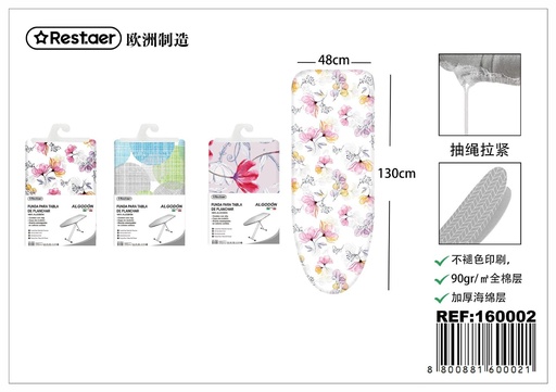 [160002] Funda para tabla de planchar 130x48 cm modelo Cotton - Accesorios de hogar