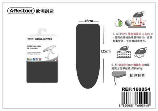 [160054] Funda para tabla de planchar modelo Goldentex 125x46cm para protección y planchado