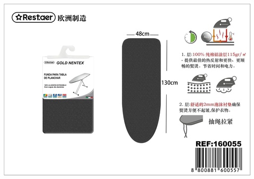 [160055] Funda para tabla de planchar modelo Goldentex 130 x 48 cm - Accesorios del hogar