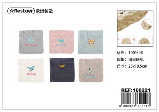 [160221] Bolsa de merienda bordada 19.5x25 cm - Accesorios para la cocina