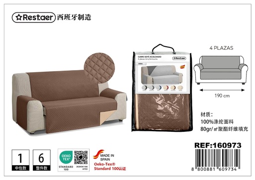 [160973] Cubre sofá 4 plazas color chocolate para proteger muebles