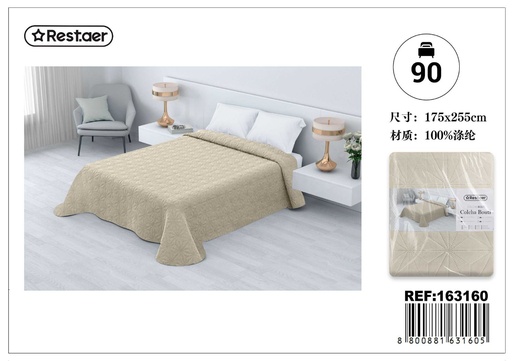 [163160] Cubrecama beige 90cm 175x255cm Ecobuti para dormitorio