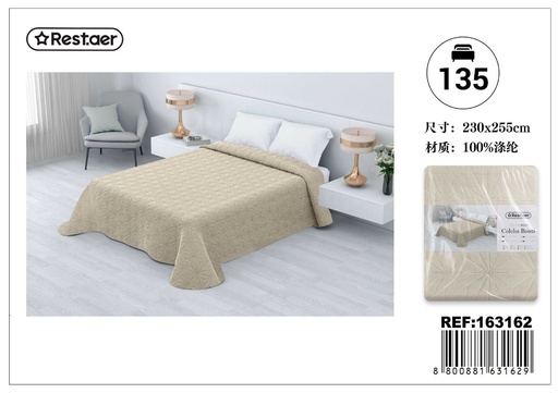 [163162] Cubre cama ecobuti caqui 230x255 cm para cama de 135 cm