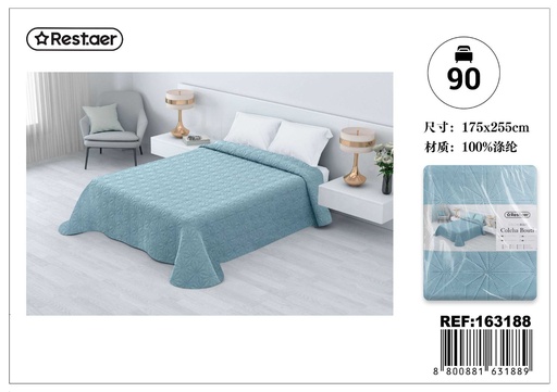 [163188] Colcha 90cm 175x255 azul turquesa Ecobuti para cama