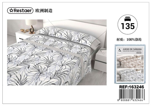 [163246] Juego de sábanas 135cm gris con estampado para cama