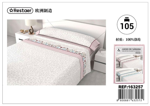 [163257] Juego de sábanas 105cm Petra Pink para cama