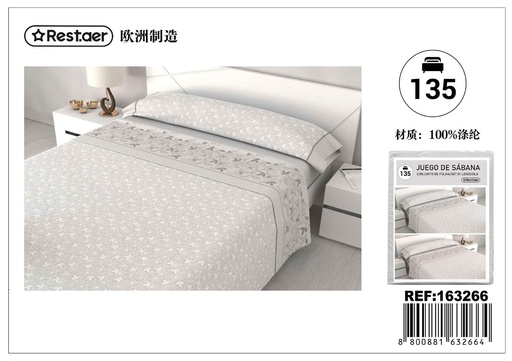 [163266] Juego de sábanas 135cm Atenea Grey estampado para dormitorio