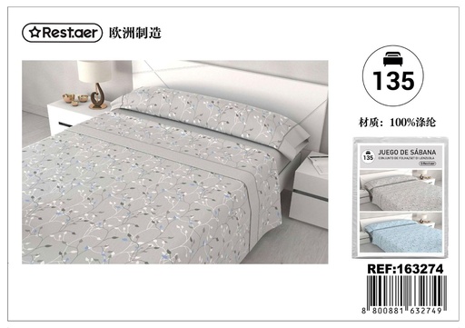 [163274] Juego de sábanas 135cm Argos Grey para cama