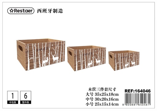 [164046] Juego de 3 marcos de madera con impresión de ciervo en la selva para decoración