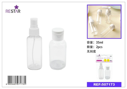 [507173] Set de viaje 35ml 2pcs con botellas transparentes