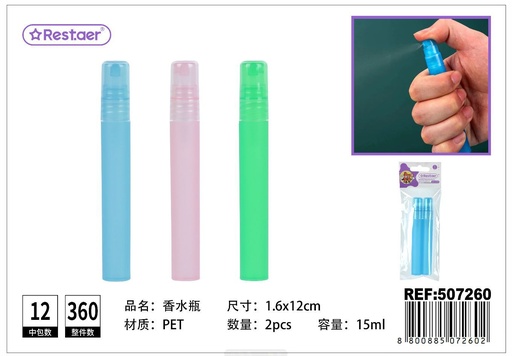 [507260] Botella para perfume 15ml*2pcs para viaje y uso personal