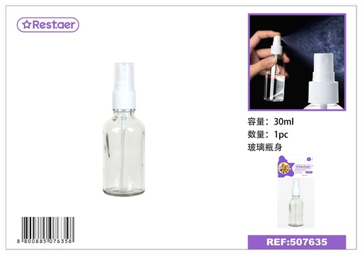 [507635] Botella de spray de vidrio 30ml para cosméticos y aceites esenciales