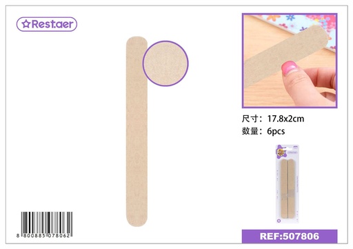 [507806] Lima para uñas madera 17.8x2cm 6pcs