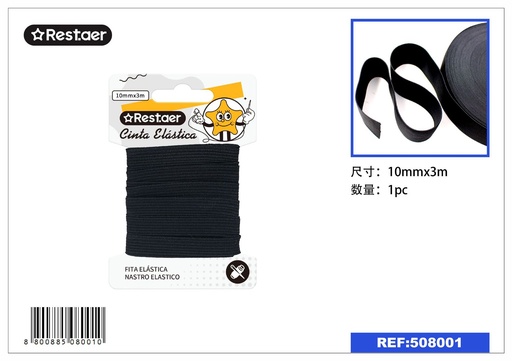 [508001] Elástico negro 10mm*3m - Accesorios de costura