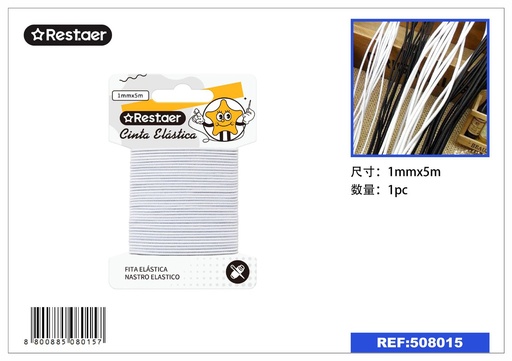 [508015] Elástico blanco redondo 1mm*5m - Accesorios de costura