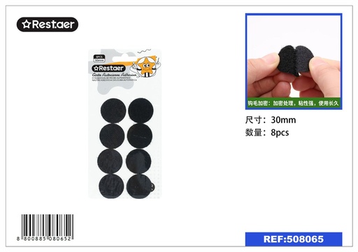 [508065] Cinta autoadhesiva redonda negra 3.0 cm x 8 pcs - Cinta autoadhesiva