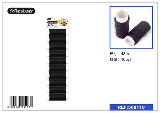 [508110] Hilo 54G negro 10 pcs - Accesorios de costura