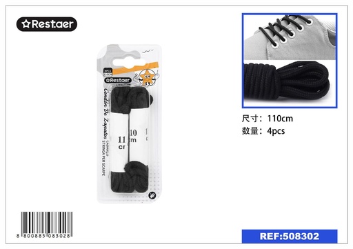 [508302] Cordon de zapatos negro 110cm 2 pares - Accesorios de calzado