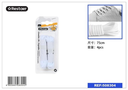 [508304] Cordones de zapatos 75cm blancos (2 pares) para calzado