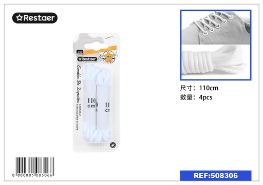 [508306] Cordon de zapatos blanco 110cm 2 pares - Accesorios de calzado