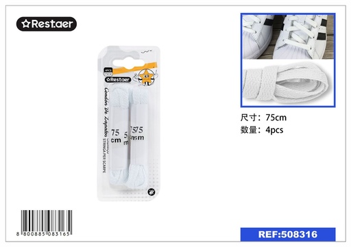 [508316] Cordones planos blancos 150cm - Accesorios para calzado