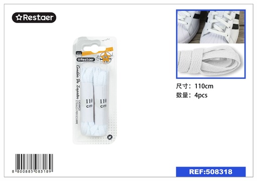 [508318] Cordon de zapatos plano blanco 110cm 2 pares - Accesorios de calzado