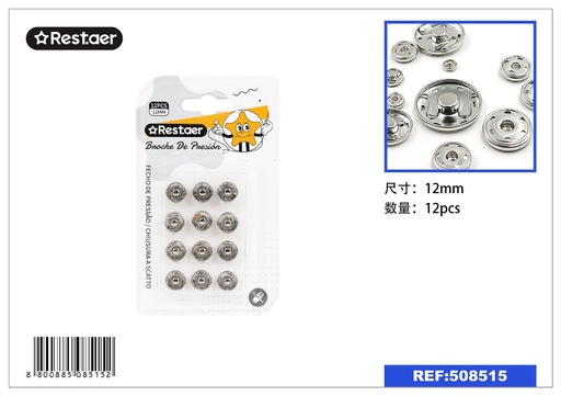 [508515] Broches de presión (12 mm) (12 piezas) - Accesorios de mercería