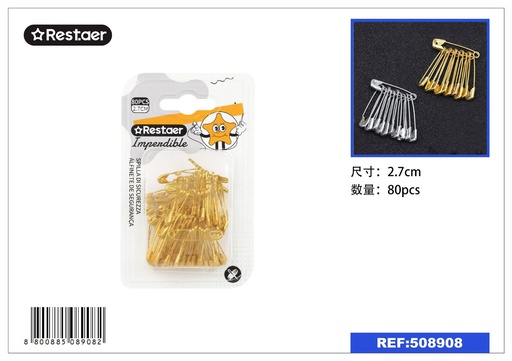 [508908]  Imperdible dorado 2.7CM - 80 pcs, mercería