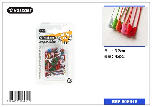[508915] Imperdible de colores 3.2cm 45pcs para costura y manualidades
